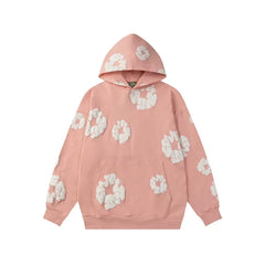 Denim Tears Pink Allover White Cotton Wreath Pullover Hoodie