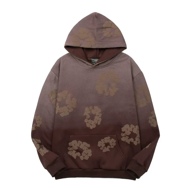 Denim Tears Gradient Brown Cotton Wreath Print Hoodie